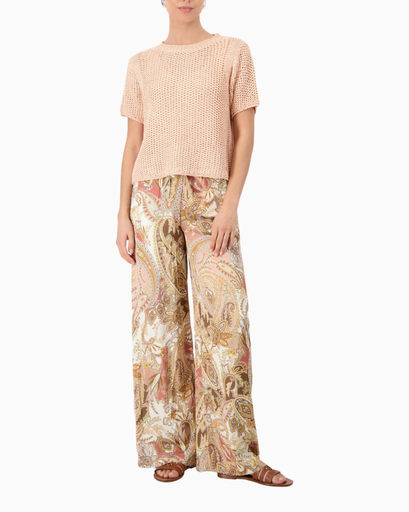 Monari Honeycomb Knit Sweater in peach front view