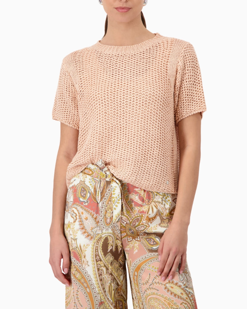 Monari Honeycomb Knit Sweater in peach front view