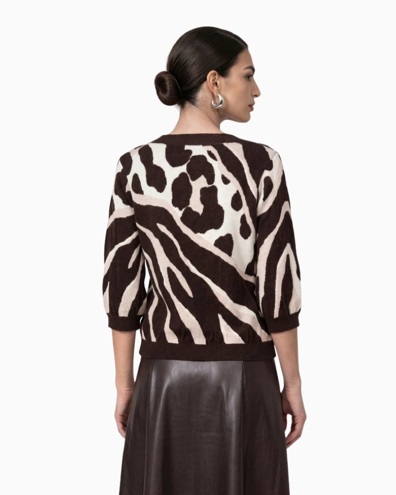 Monari Jumper in dark brown back view