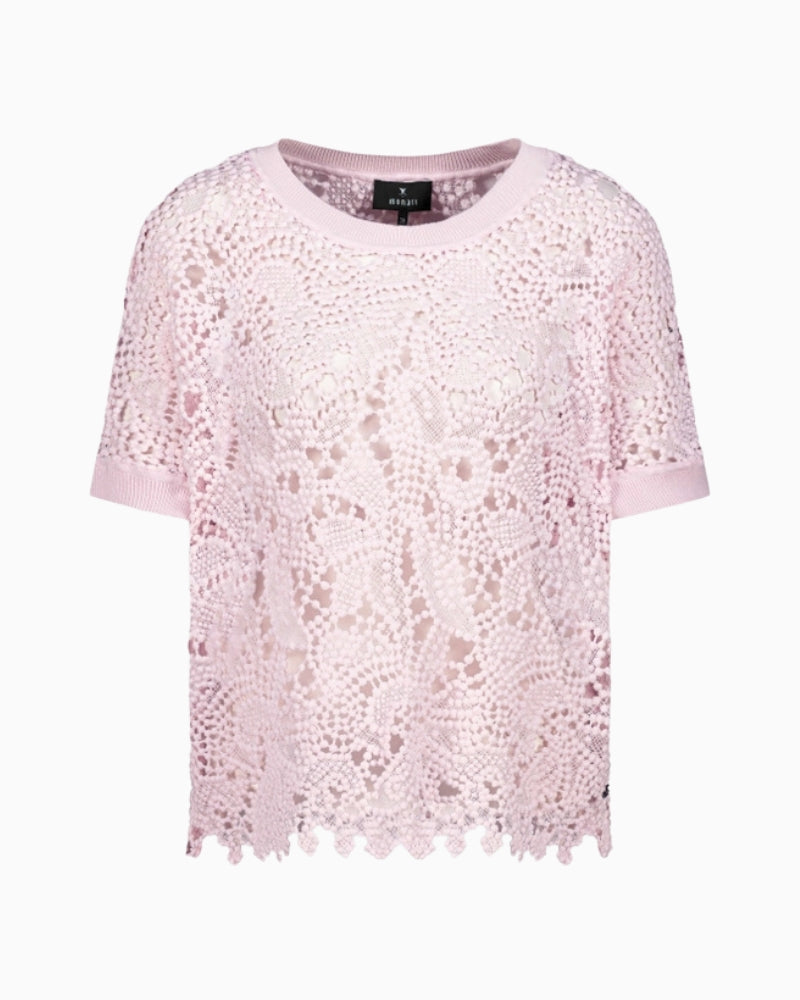 Monari Jumper with Lace Pattern in rose front view