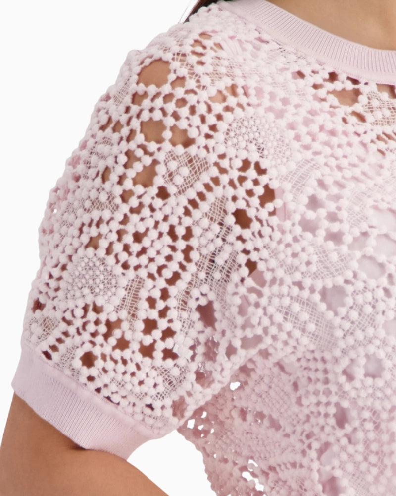 Monari Jumper with Lace Pattern in rose lace detail