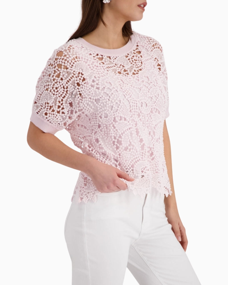 Monari Jumper with Lace Pattern in rose side view