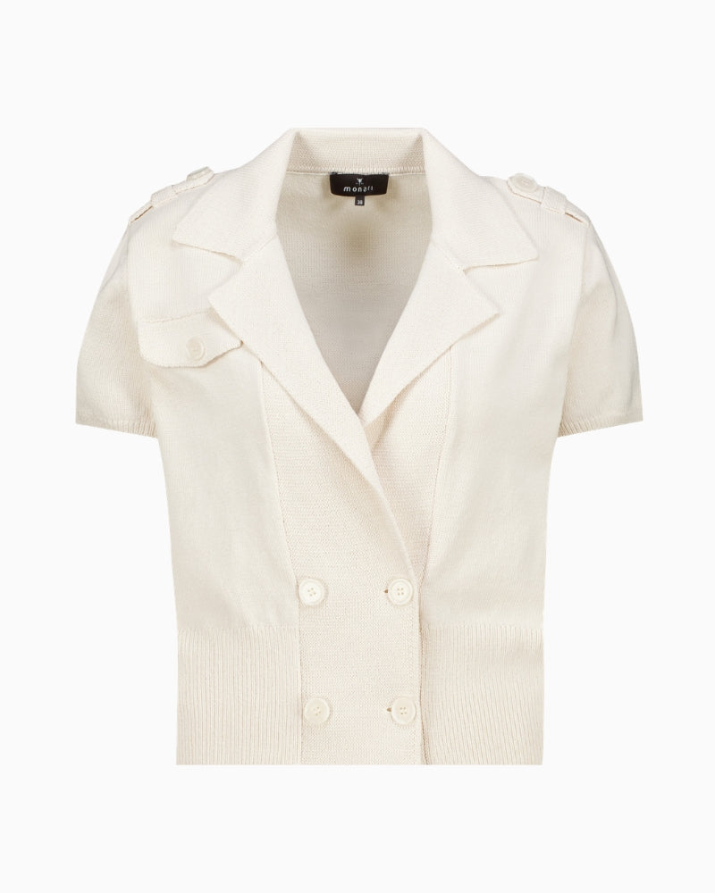 Monari Knitted Cardigan in cream close-up detail