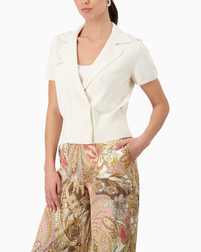 Monari Knitted Cardigan in cream side view