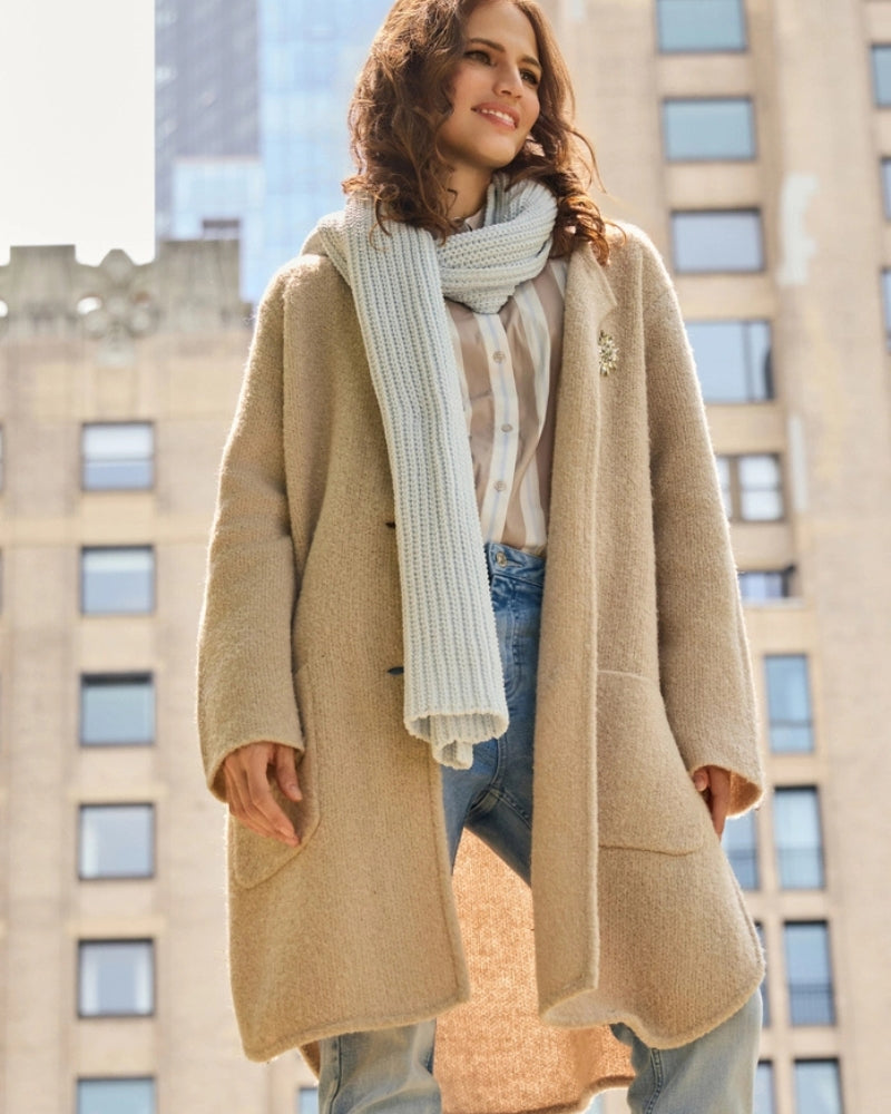 Monari knitted chenille scarf wrap around neck – Áines Boutique