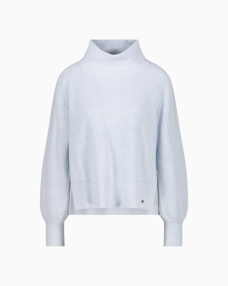 Monari knitted jumper with side slits collar detail front view – Áines Boutique