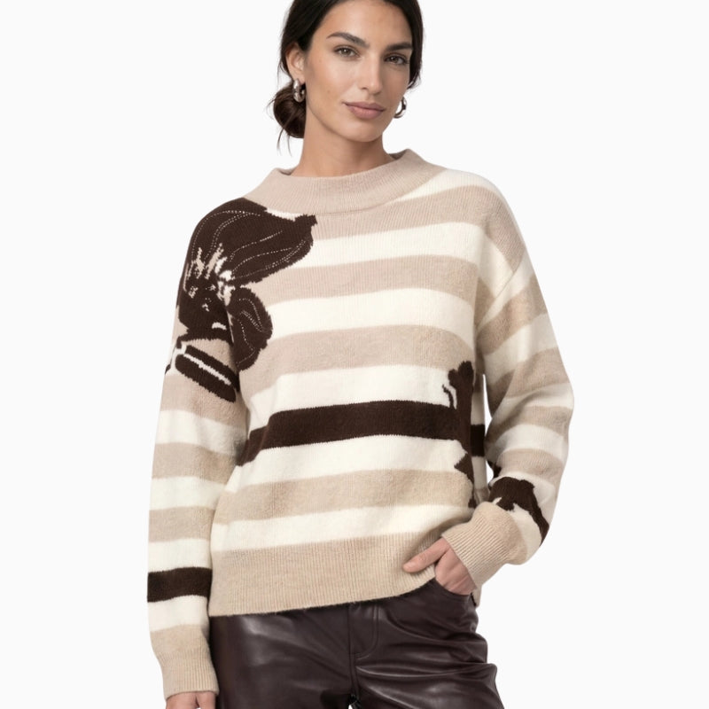 Monari Knitted Jumper with a Soft Texture in cream front view