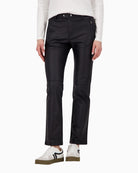 Black leather-look trousers by Monari with straight-leg cut