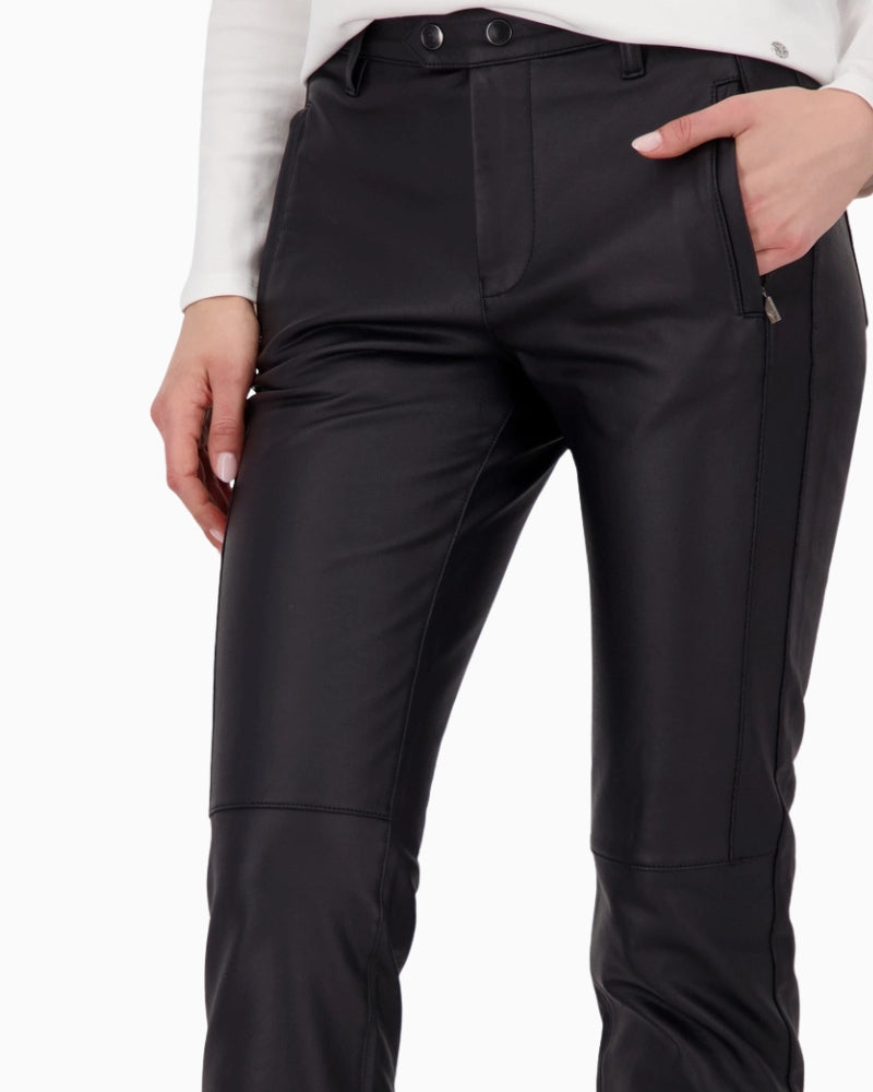 Close-up of cotton blend fabric with leather-effect finish