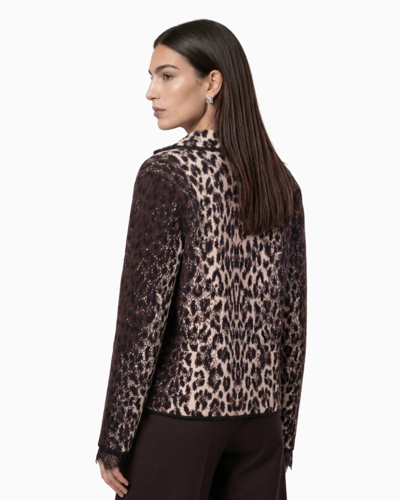 Monari Leopard Cardigan in leopard back view
