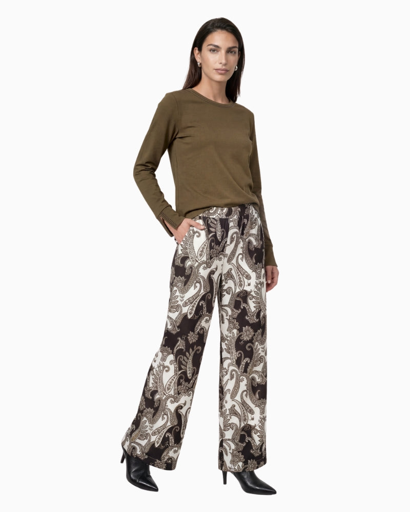 Monari Long Sleeve Shirt with Rhinestone Details in Olive styled view