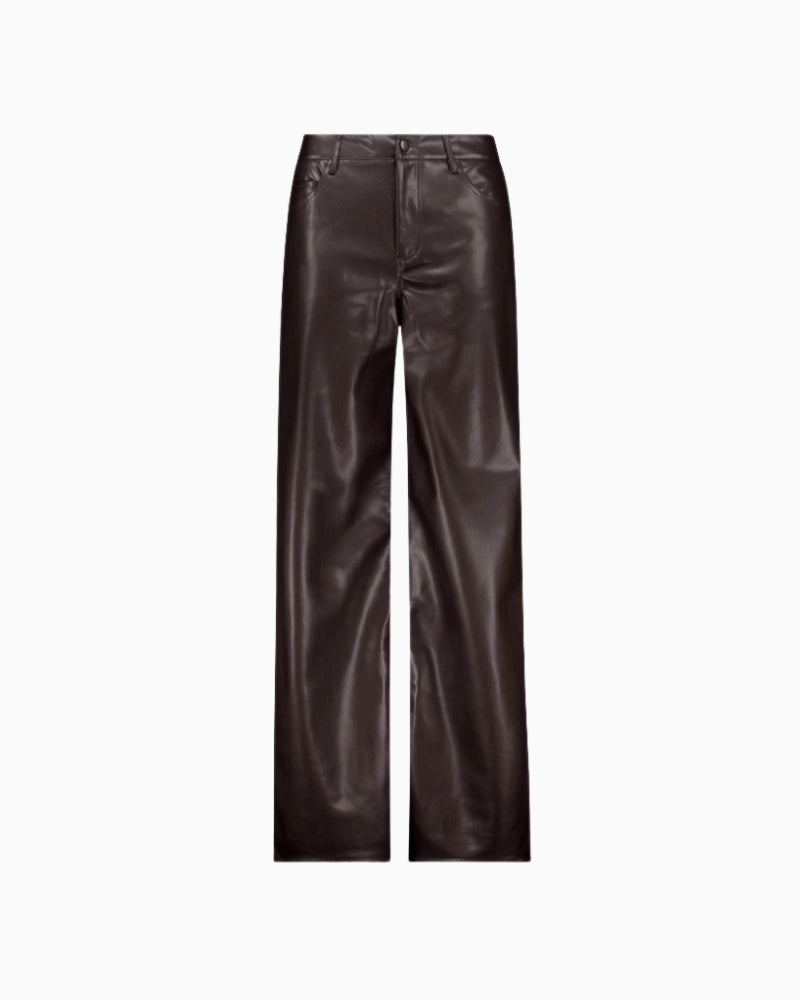 Monari PU Trousers in dark brown faux-leather detail