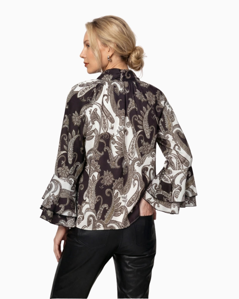 Monari Paisley Print Blouse in black print back view
