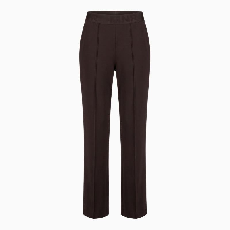 Monari Pull On Trousers in dark brown front detail