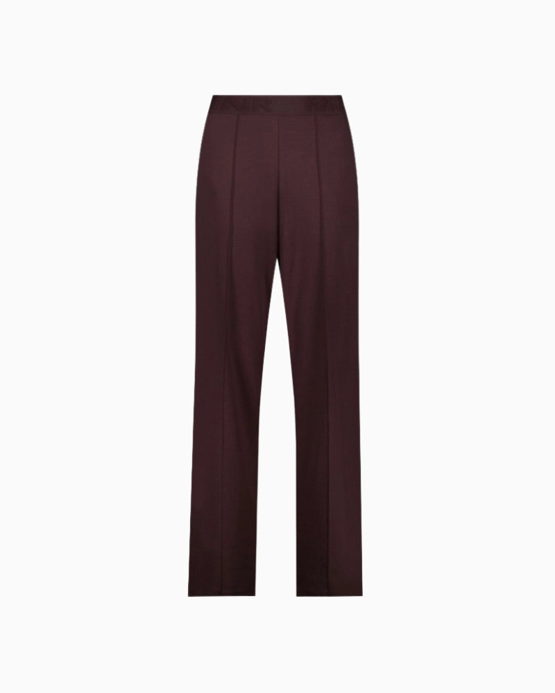 Monari Pull On Trousers in dark brown pin-tuck detail