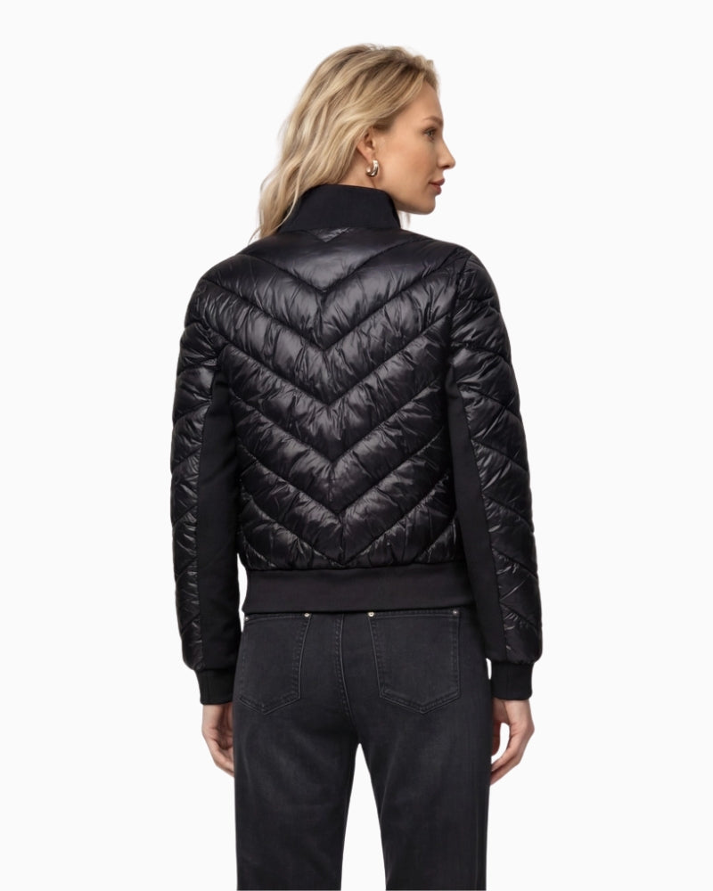 Monari Quilted Neoprene Puffer Jacket in black back view