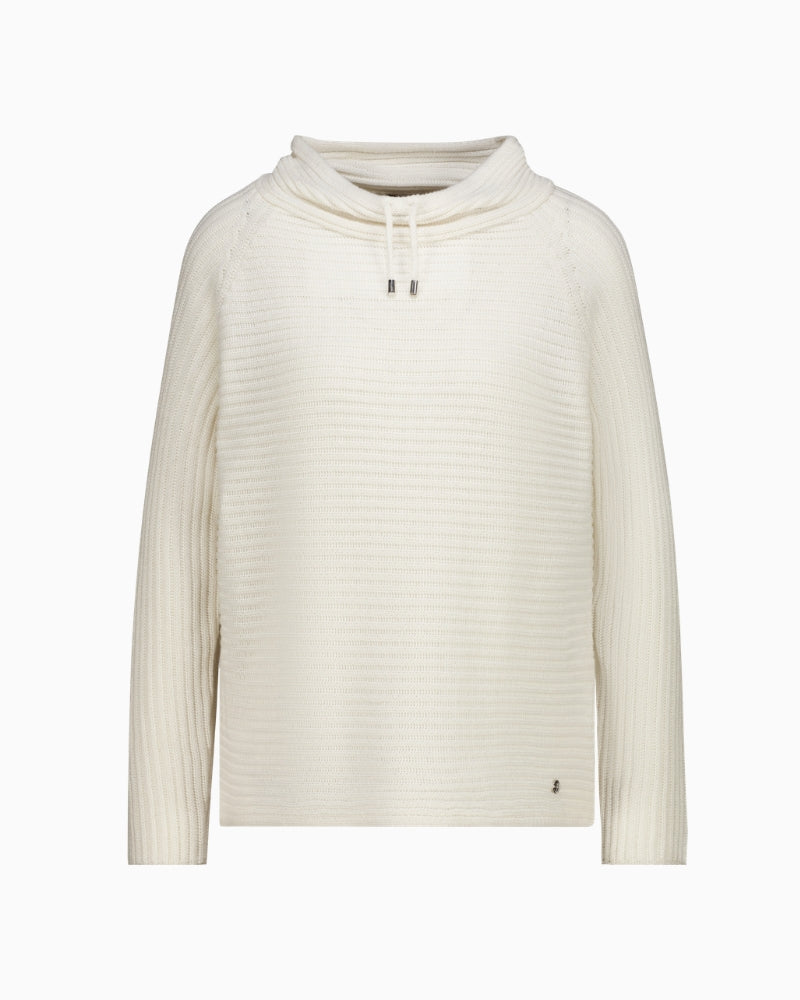 Monari Ribbed Jumper in cream ribbed texture detail