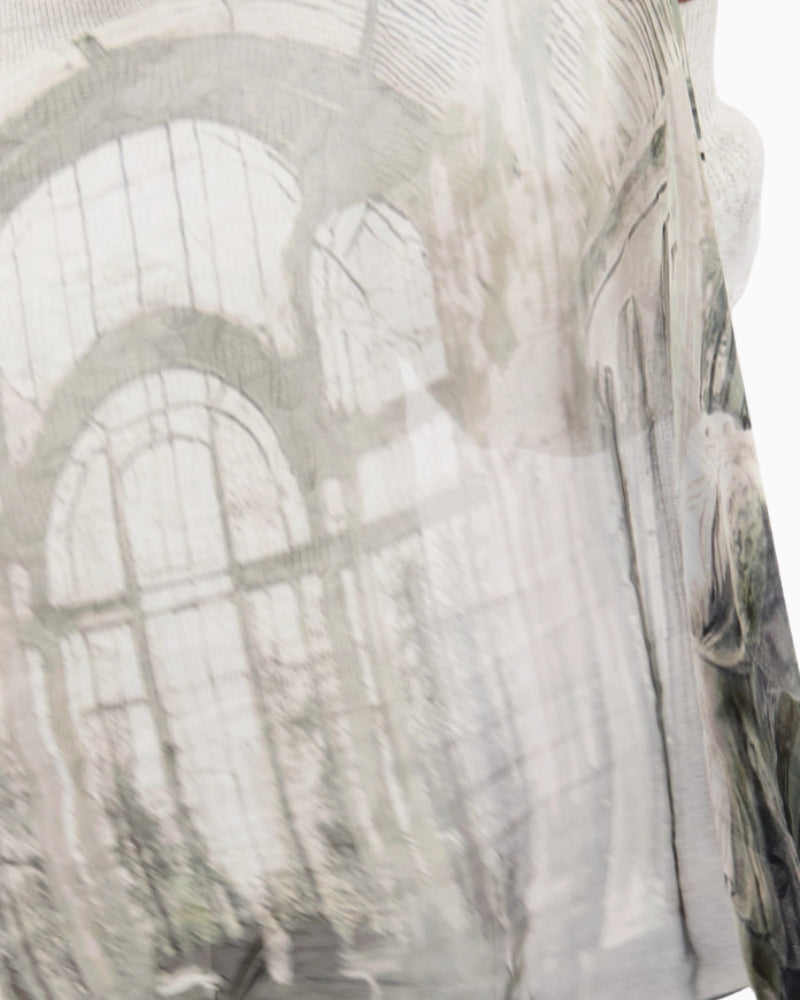 Monari scarf with gallery pattern viscose close-up of fabric detail – Áines Boutique