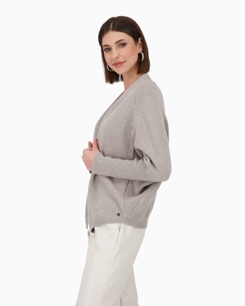 Side view showing relaxed fit and soft drape
