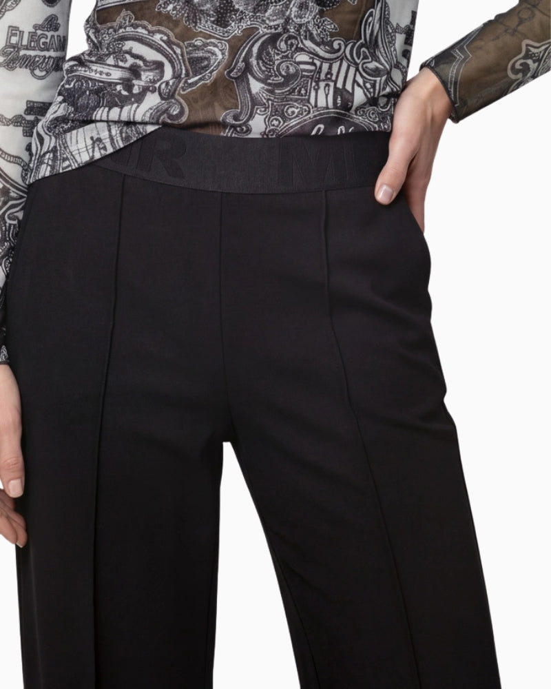 Monari Straight Fit Jogger Trousers in black logo waistband detail