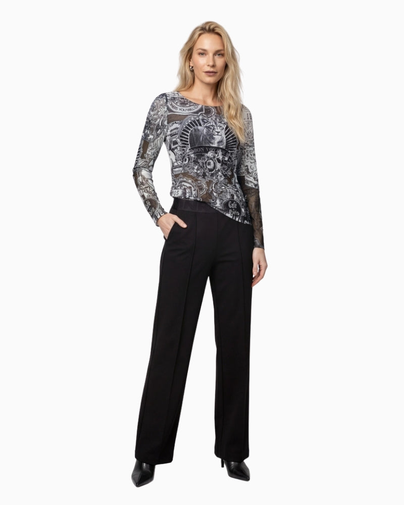 Monari Straight Fit Jogger Trousers in black styled view