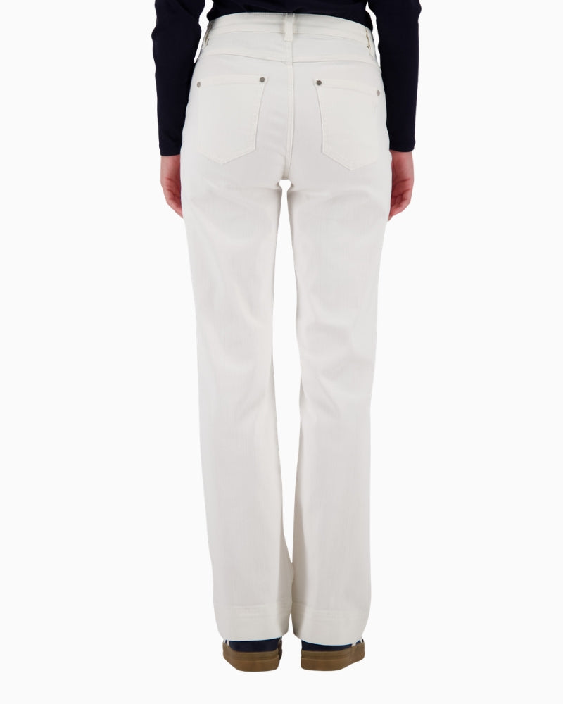 Monari Straight Jean in off white back view