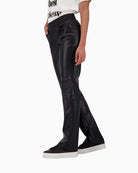 Side view showing straight-leg fit and smooth finish