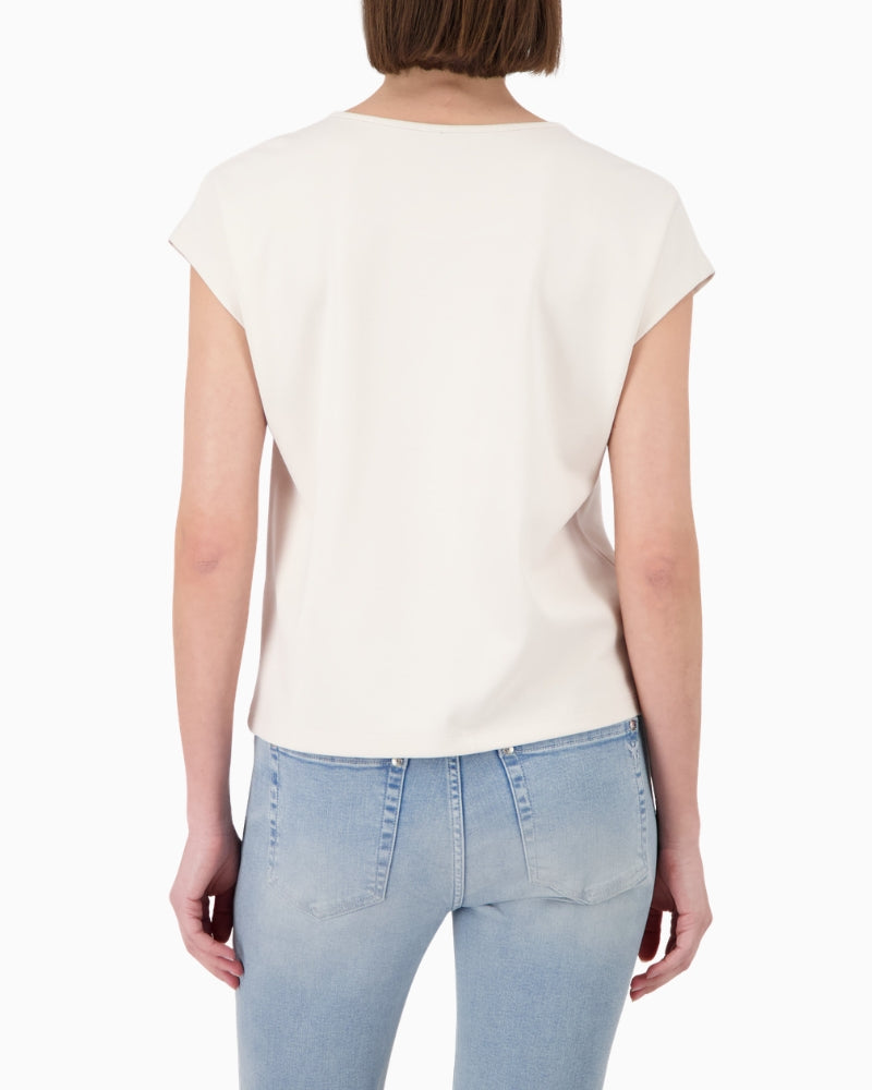 Monari Sweatshirt with Embellished Collar in cream back view