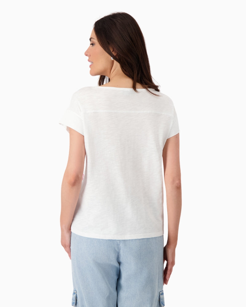 Monari T-shirt with Palm Tree Print in cream back view