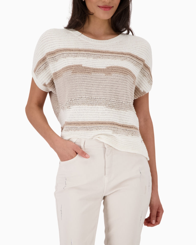 Monari textured knit sweater front view woman wearing – Áines Boutique