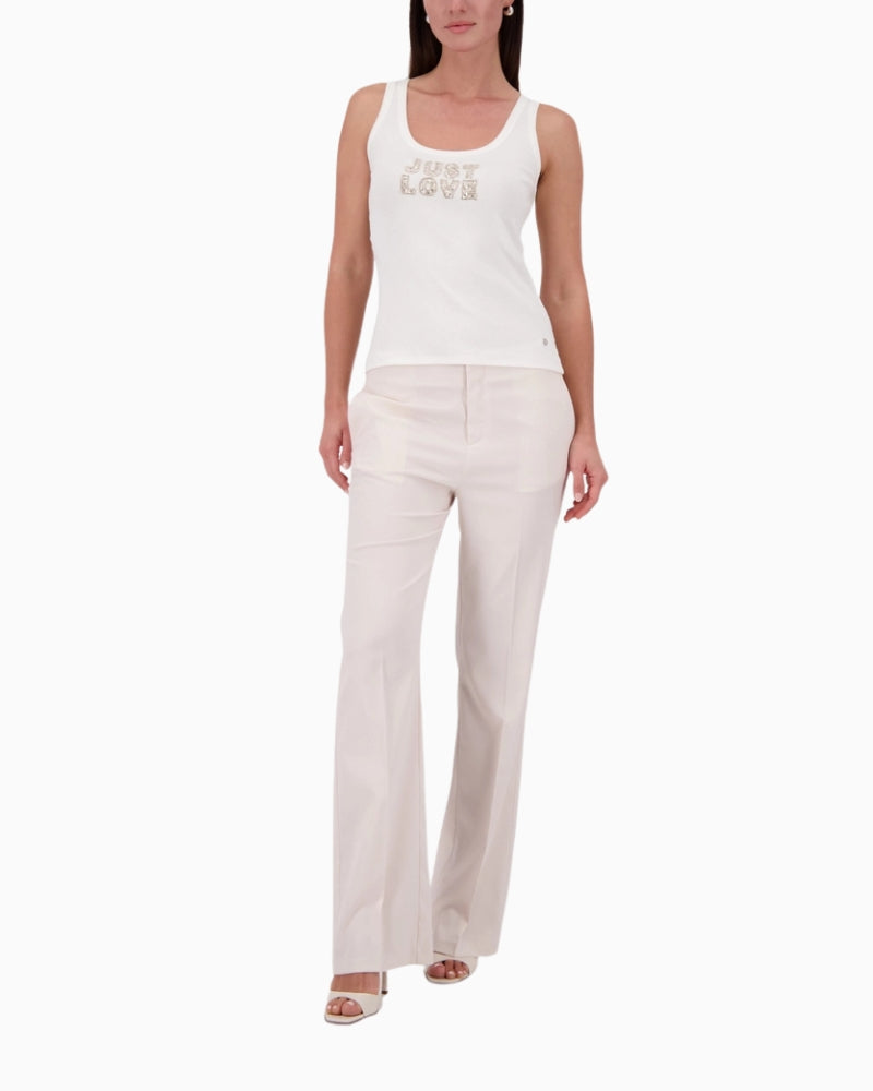 Woman wearing Monari Top With Jewelry Detail full length – Áines Boutique