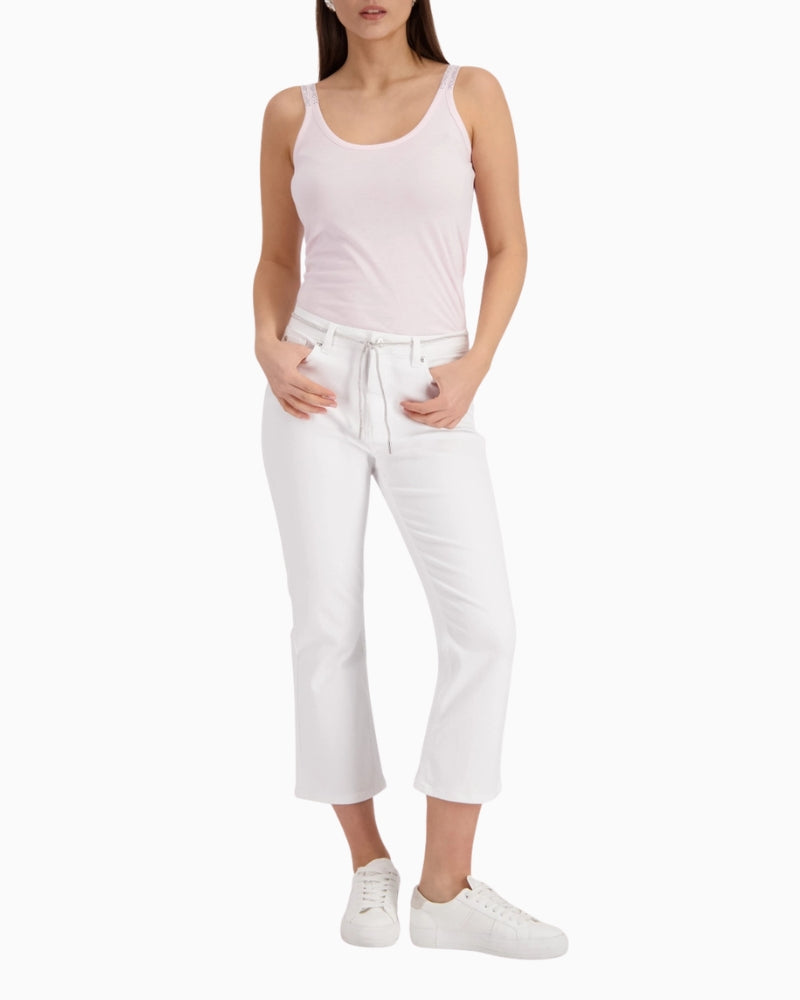 Monari Top with Sequined Straps in rose full length view