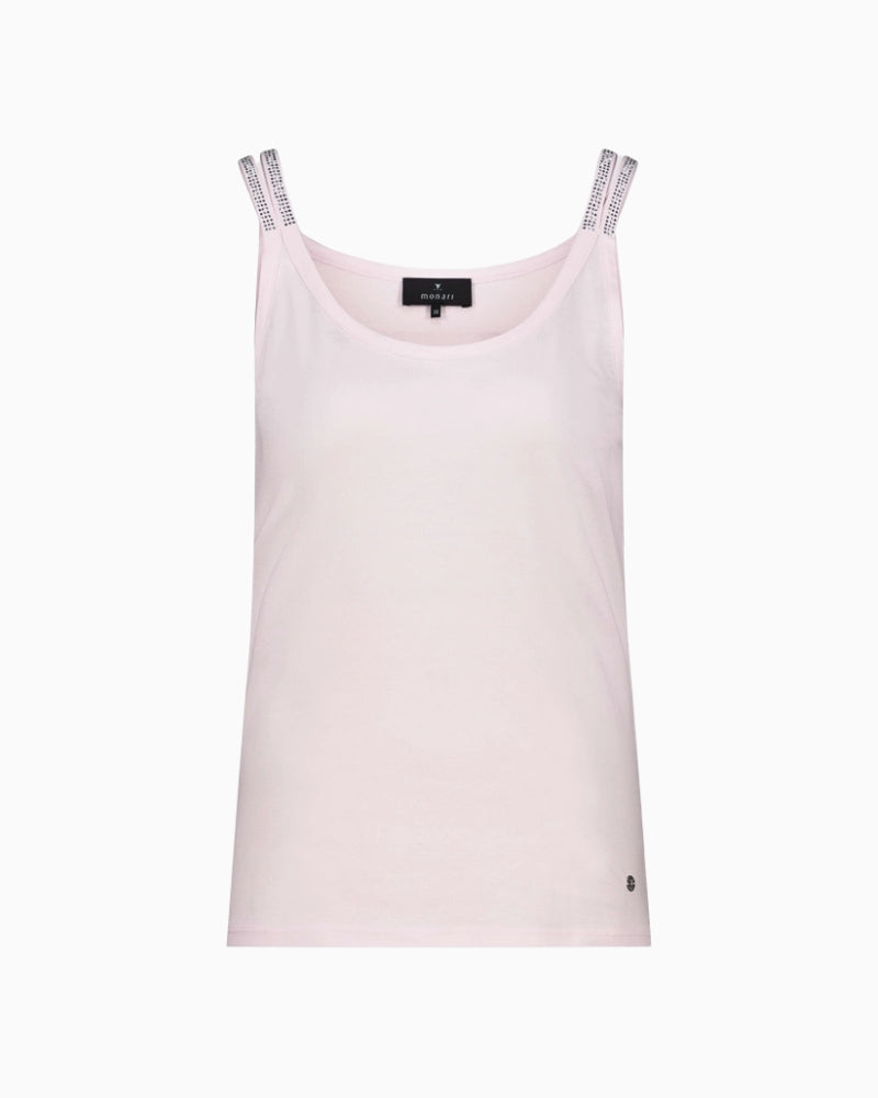 Monari Top with Sequined Straps in rose strap detail