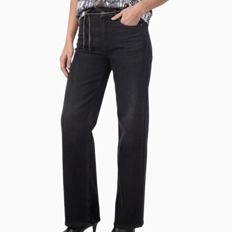 Monari Wide Leg Jeans in dark grey front view