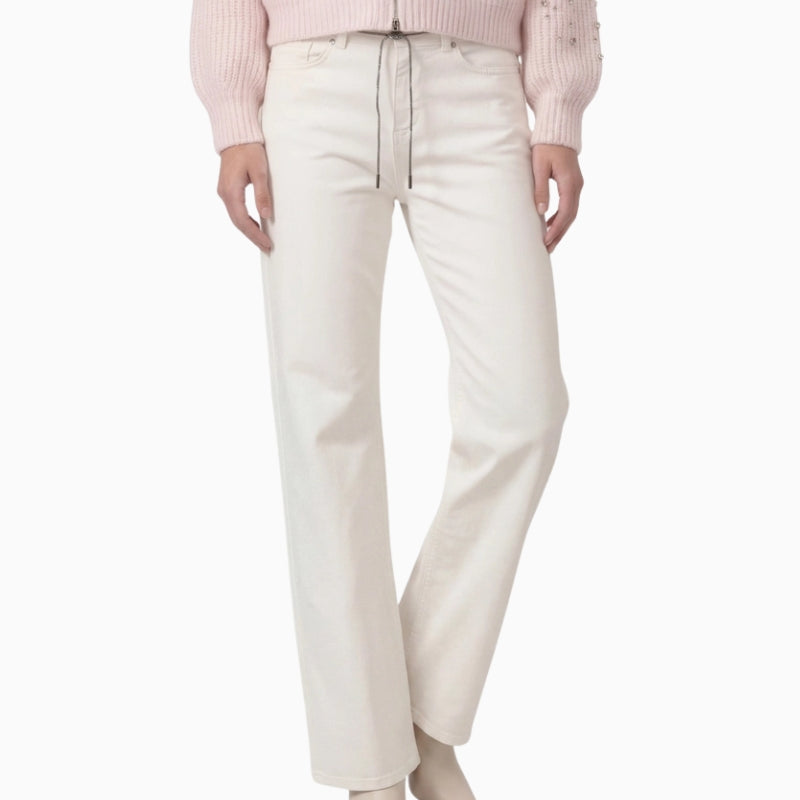Monari Wide Leg Jeans in off white front view