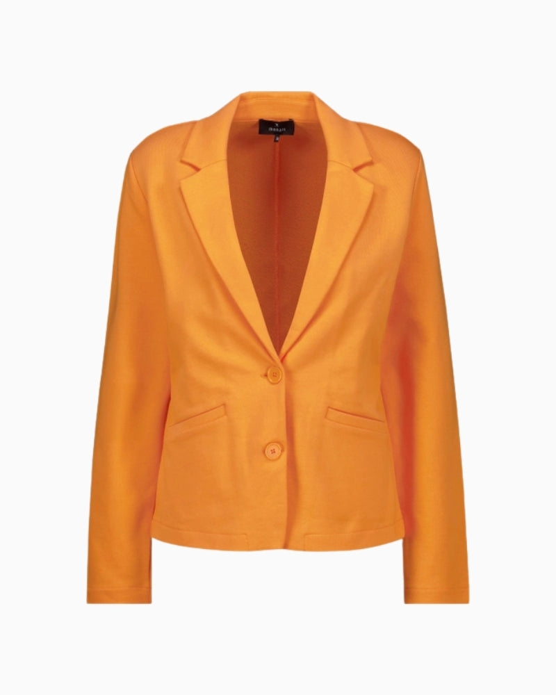 Monari orange sweat blazer flat lay front view with button closure