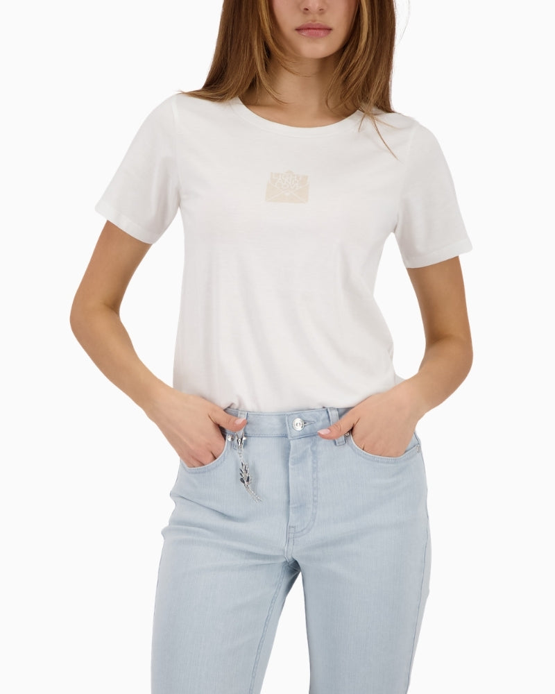 Monari white T-shirt with mini print front view