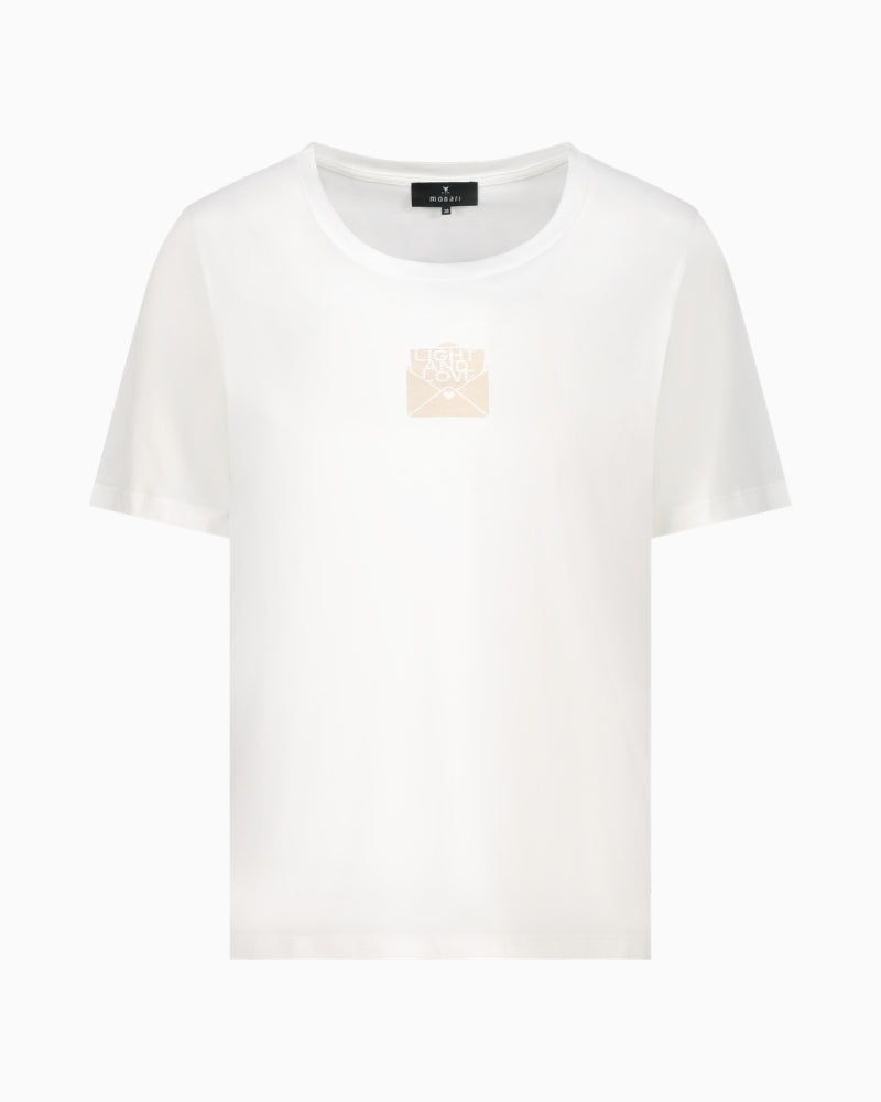 Monari white T-shirt with mini print front view