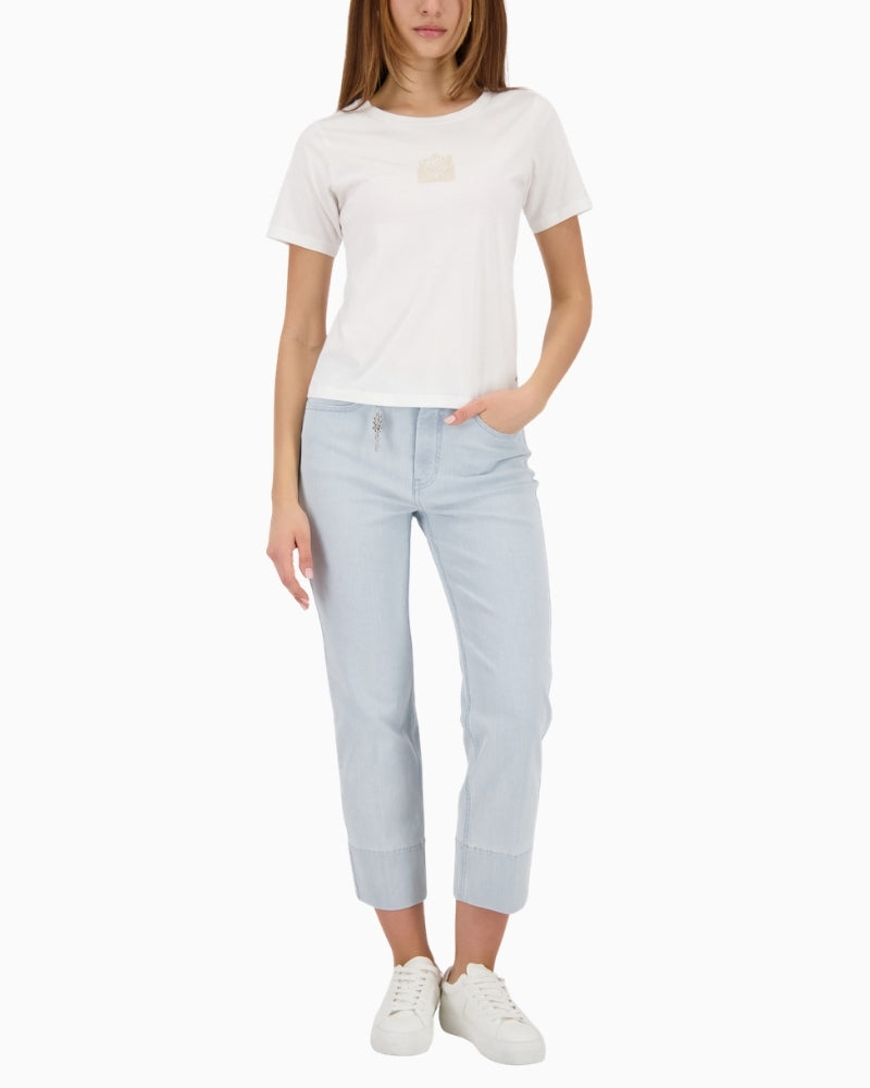 Monari white T-shirt with mini print model view