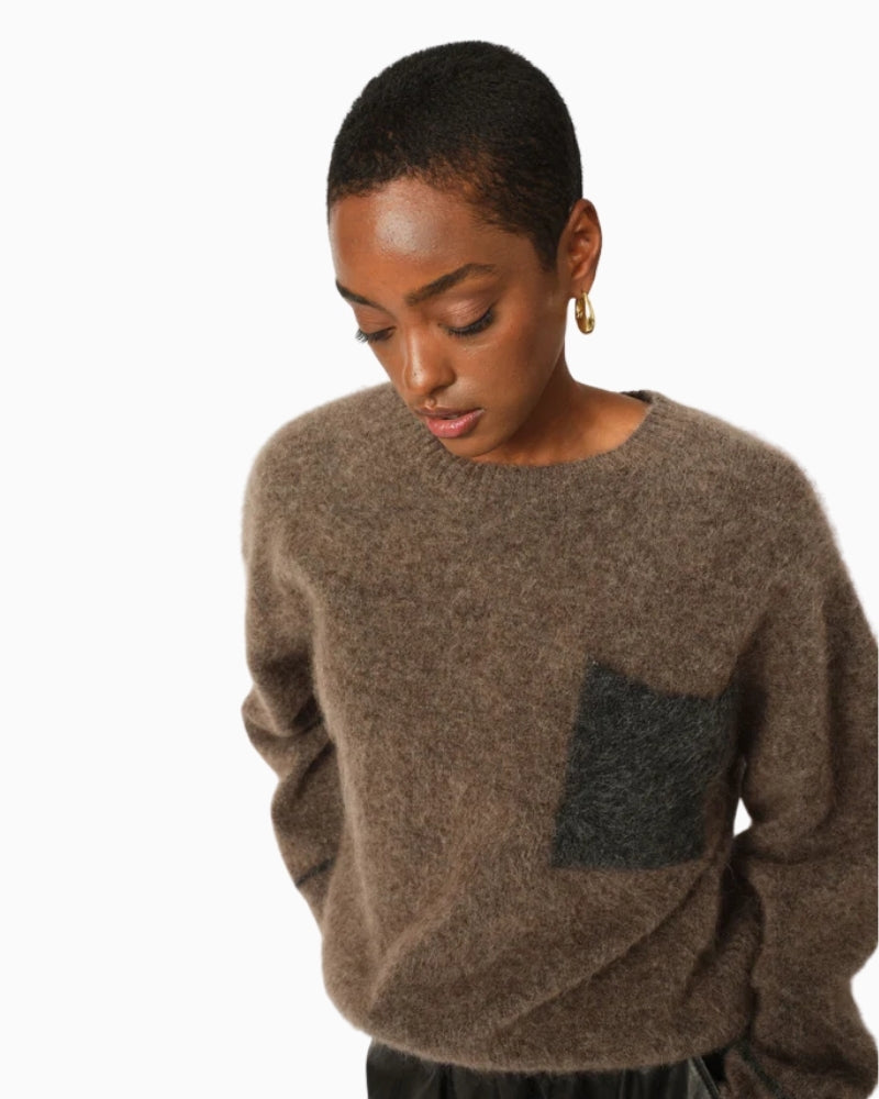 Close-up of chest pocket detail on Mos Mosh Alila Knit jumper