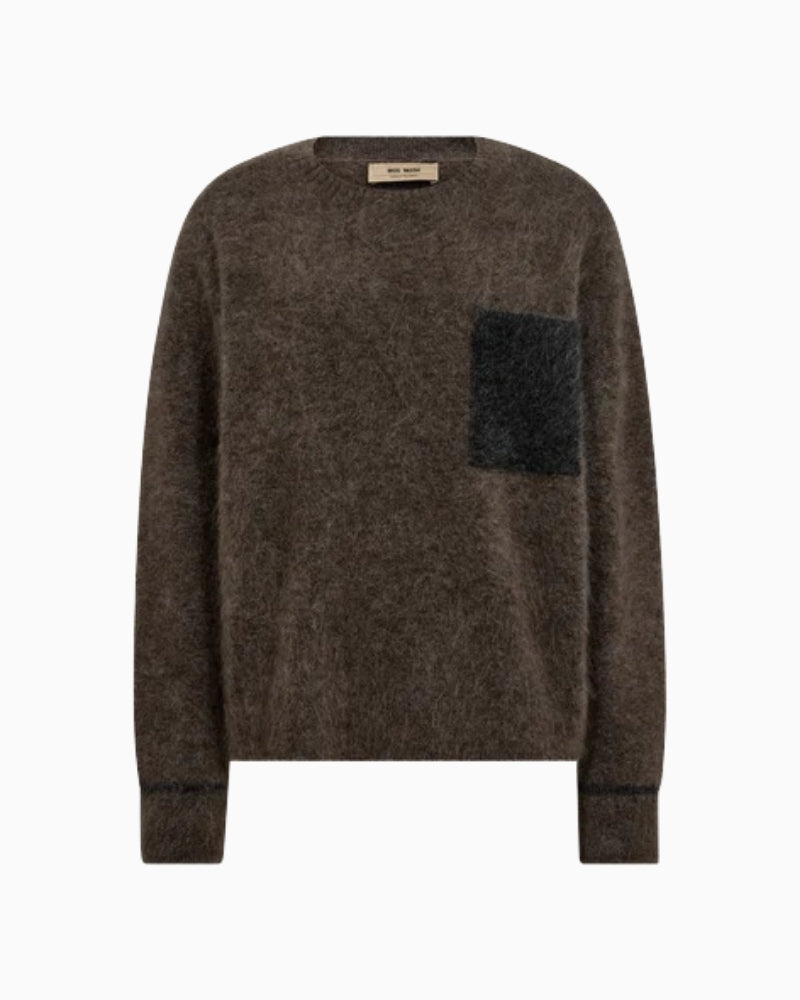 Front view of Alila Mohair Knit showing fluffy texture and casual shape