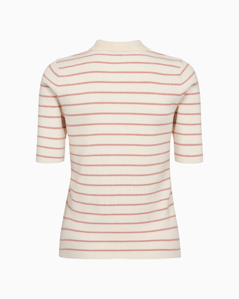 Mos Mosh Caliz Stripe short sleeve knit top back view