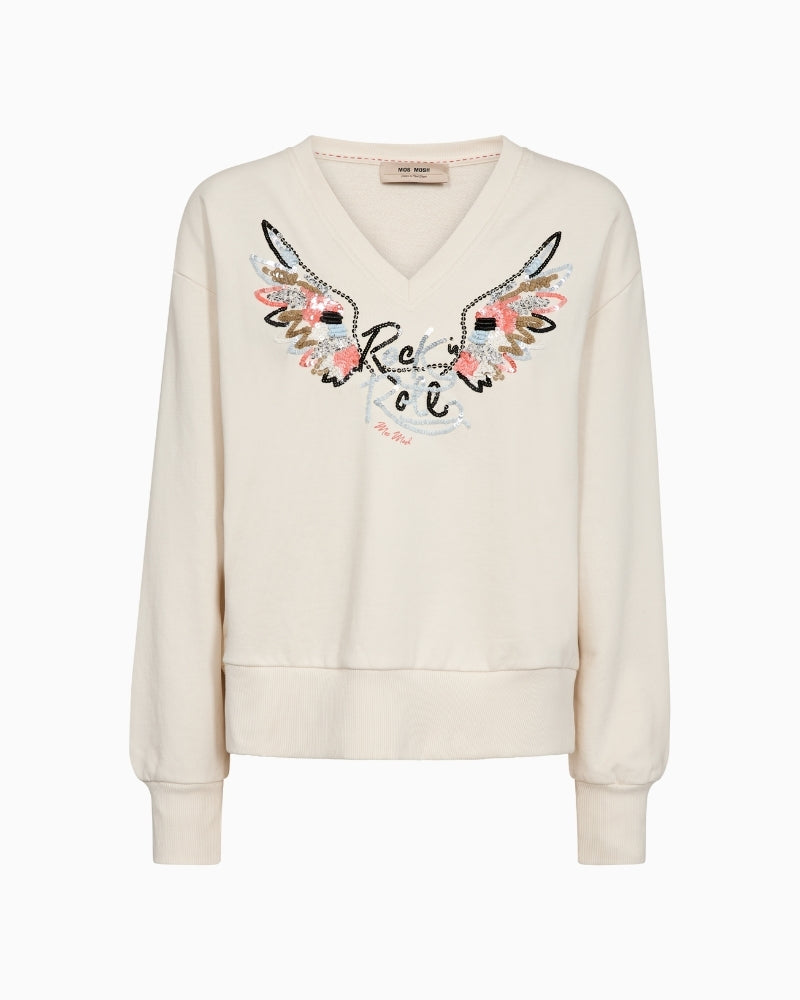 Mos Mosh Cosette V-LS Spring Sweatshirt front view | Áines Boutique