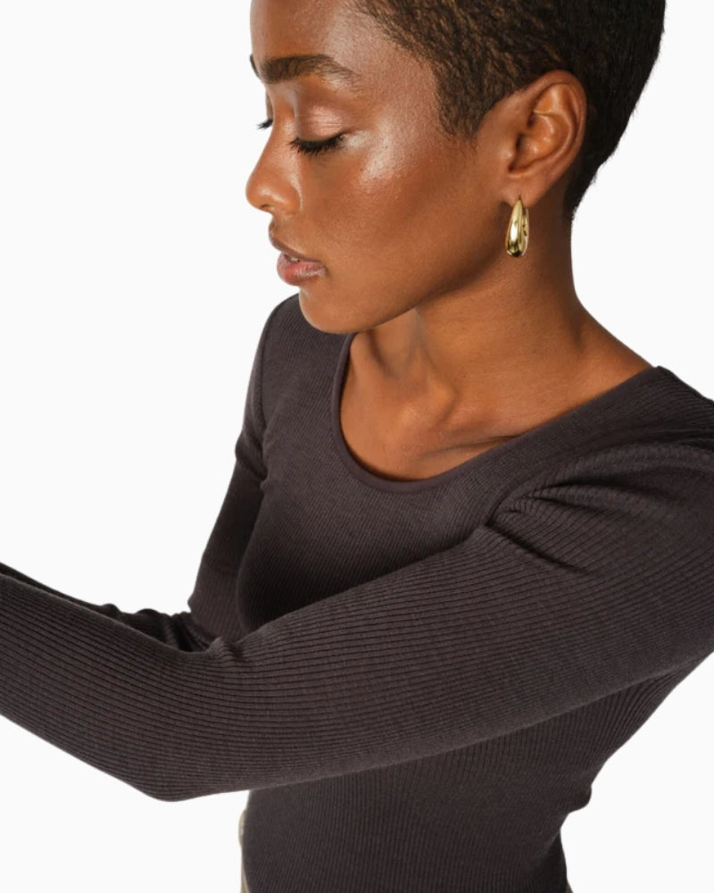 Close-up of ruffled cuff detail on Mos Mosh Elaine top