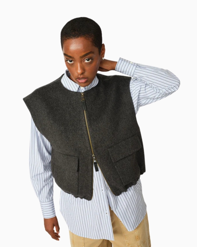 Mos Mosh Elise Loisa wool vest in mélange finish with zip closure
