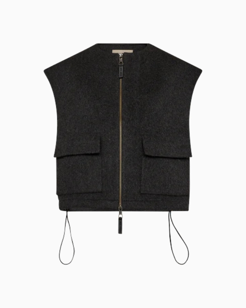 Mos Mosh Elise Loisa wool vest in mélange finish with zip closure