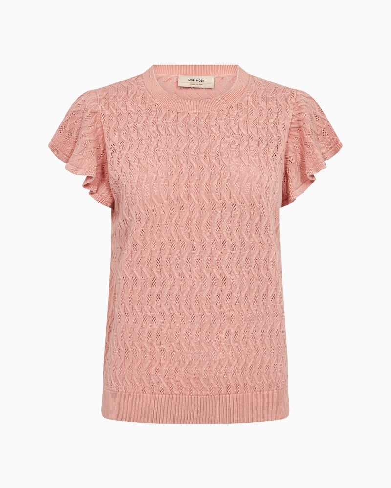 Mos Mosh Ganna Pattern O-Neck knit top front view