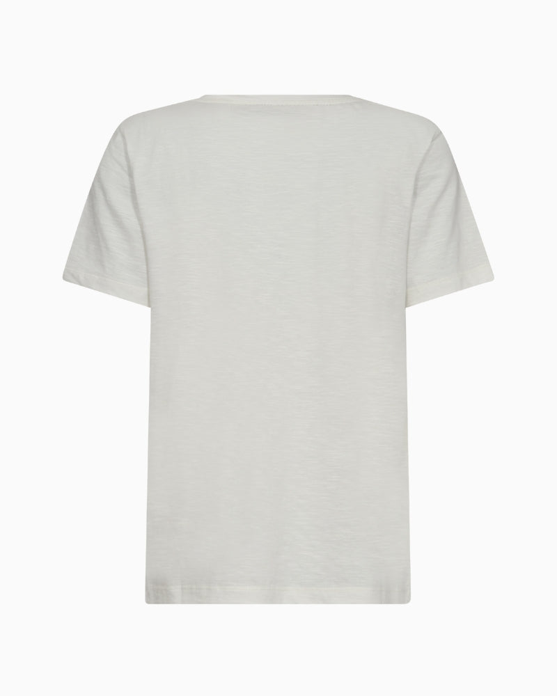 Back view of regular fit cotton tee with O-neck