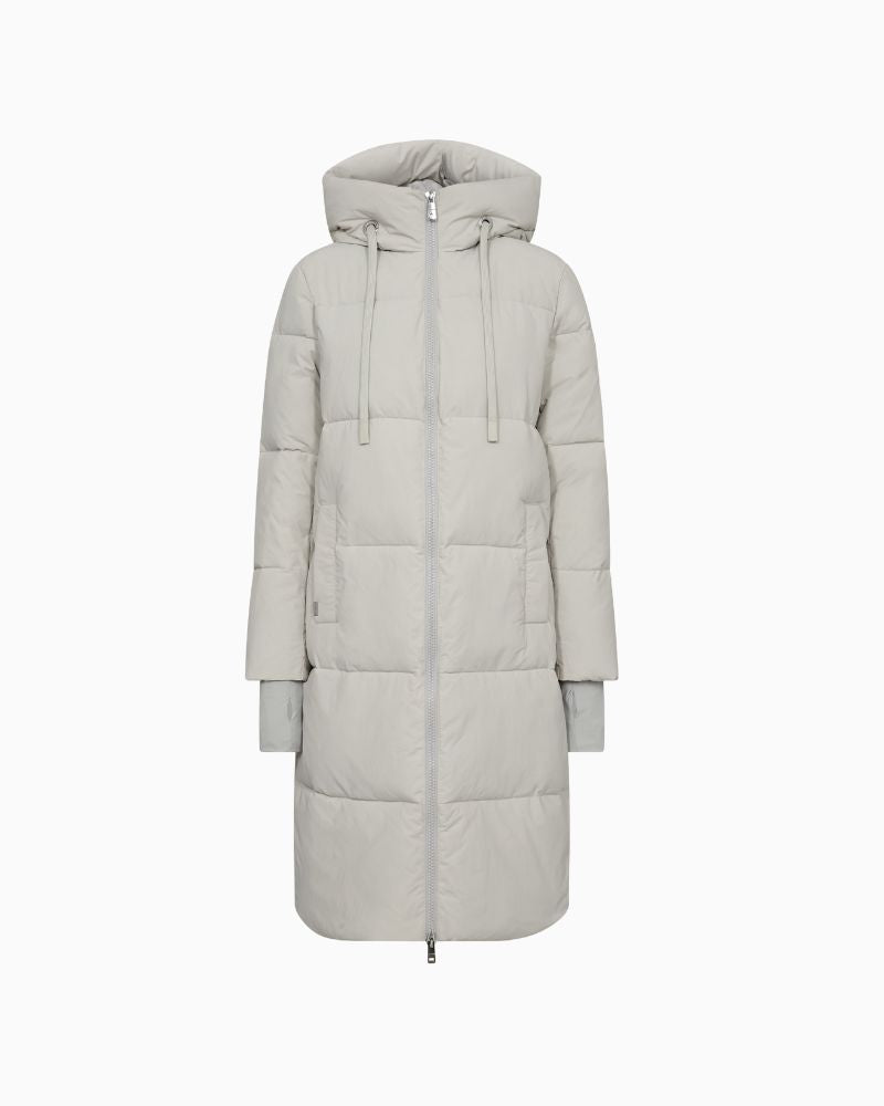 Mos Mosh long puffer coat with hood and zip closure in lightweight nylon
