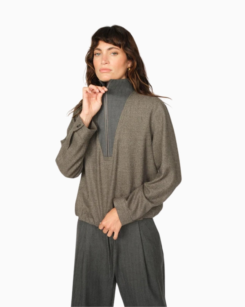 Mos Mosh Soleia Sisse blouse with scalloped hem and voluminous sleeves